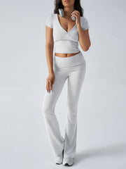 Hazel Blues® |  Devine Short Sleeve Top and Bootcut Legging Set