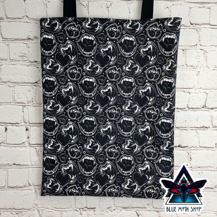Bite Me Fangs 100% Cotton Canvas Tote Bag