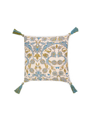 Blue Green Jamewar Decorative Pillow