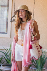 Blush Pompom Scarf
