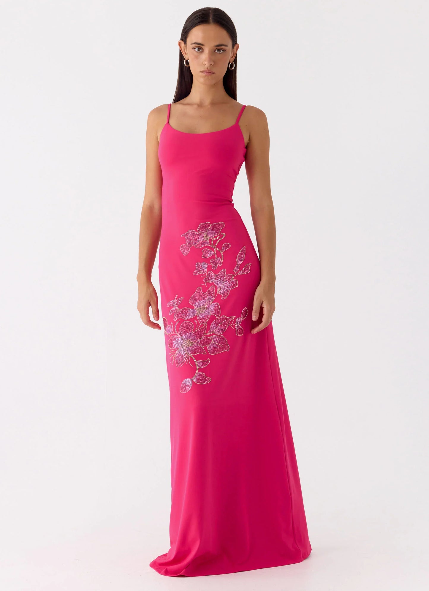 Carmine Embellished Maxi Dress Fuchsia