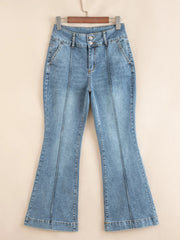Hazel Blues® |  High-Waisted Flare Jeans with Seam Detail