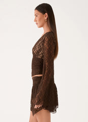 Avelora Lace Mini Skort - Chocolate
