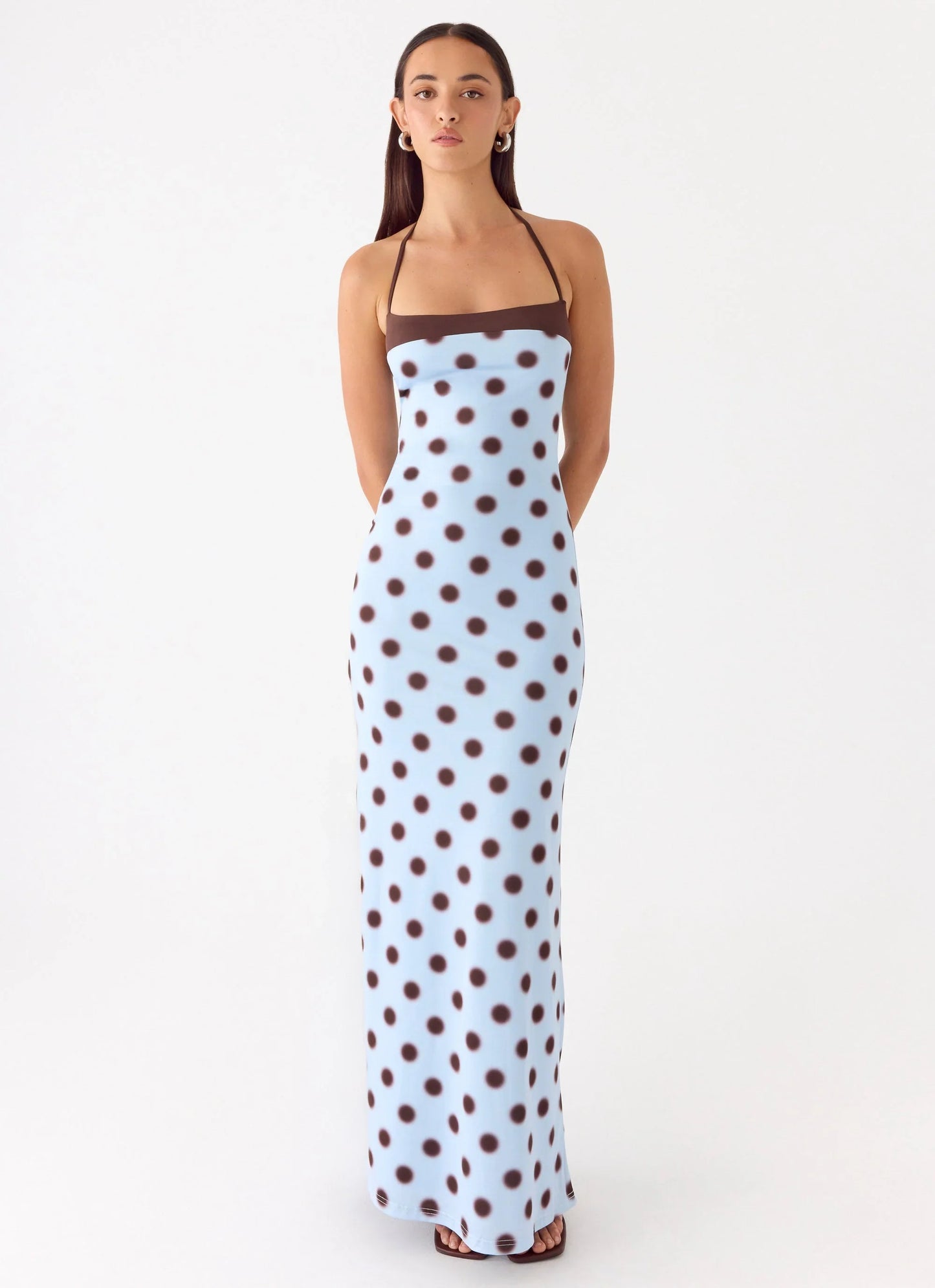 Alessandro Halter Maxi Dress Blue Mocha Dot