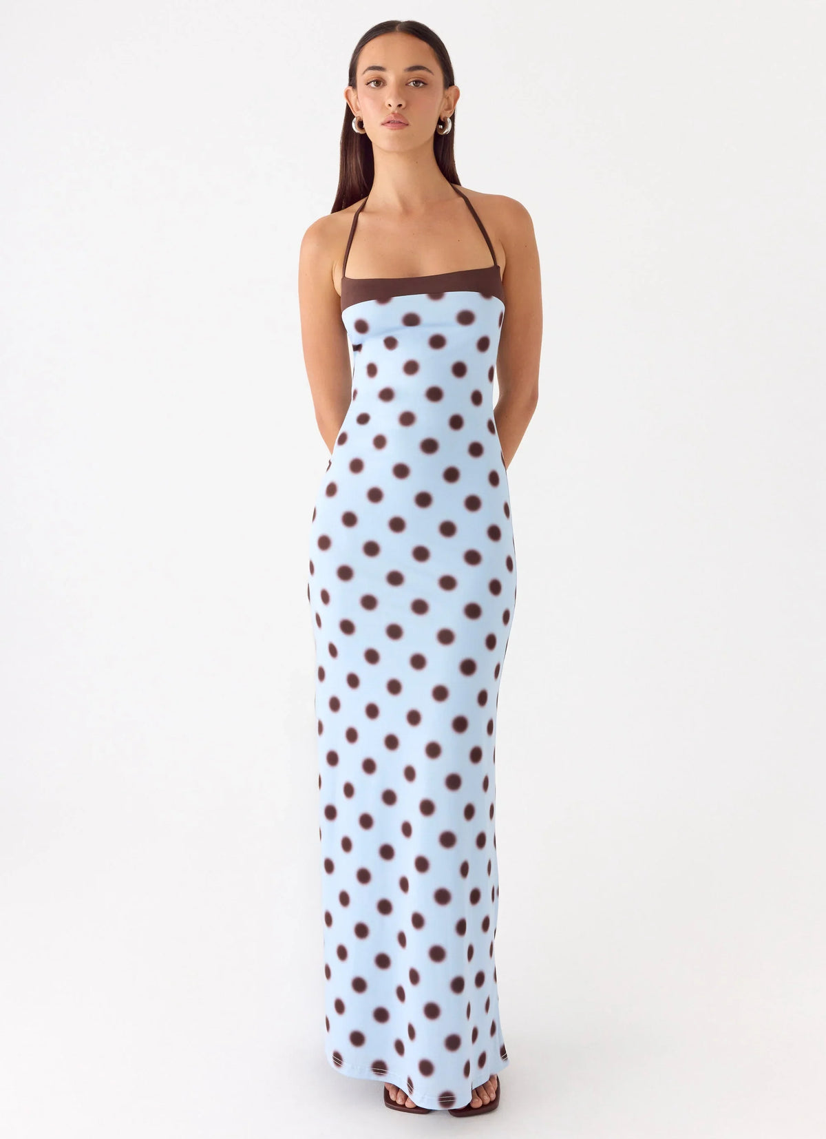 Alessandro Halter Maxi Dress Blue Mocha Dot