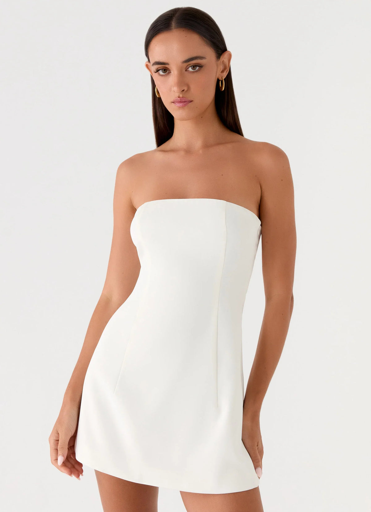 Della Strapless Mini Dress White