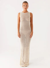 Beach House Crochet Maxi Dress White