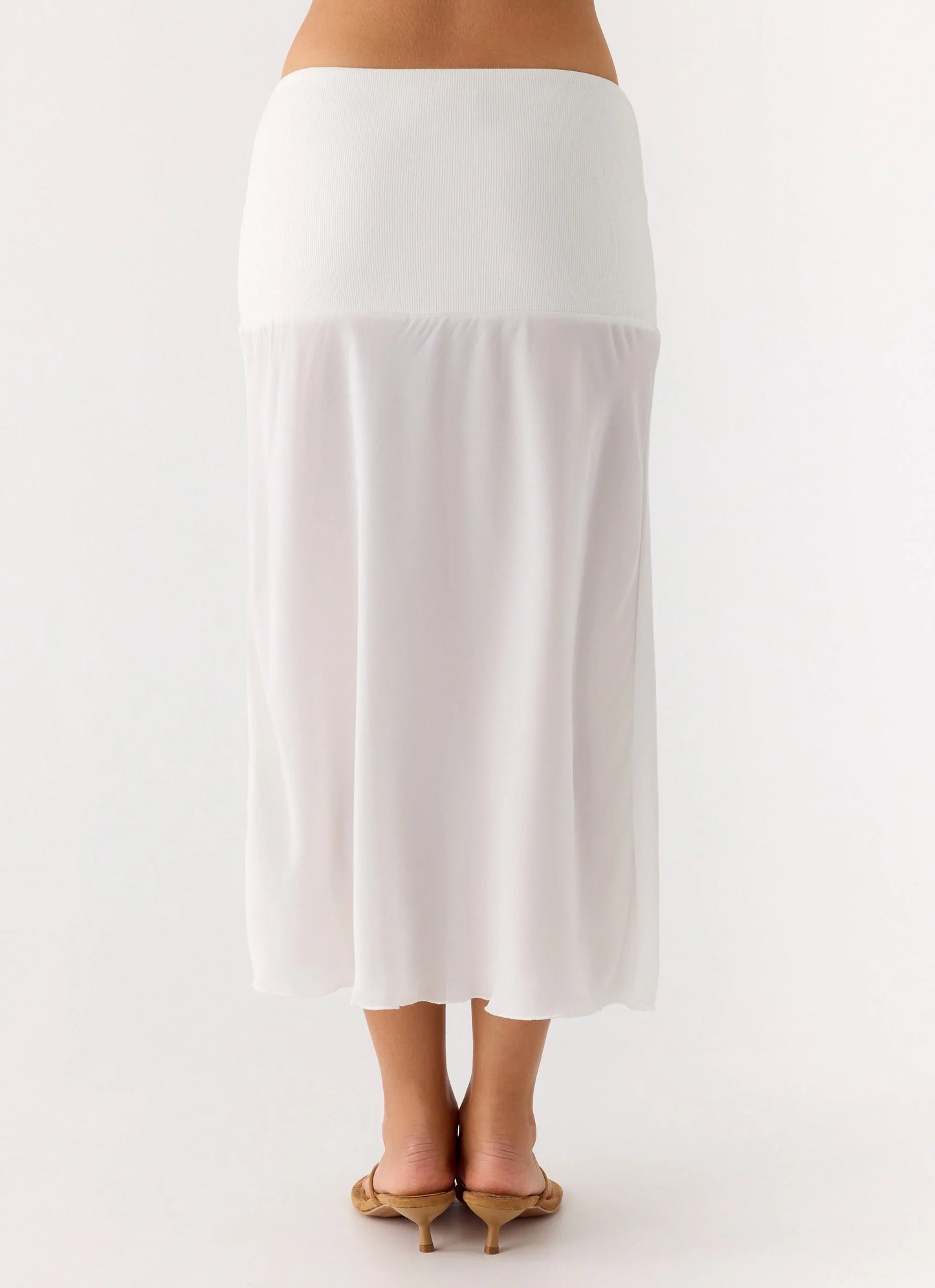 Connect My Heart Midi Skirt White