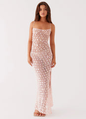 Calabria Crochet Maxi Dress Pink