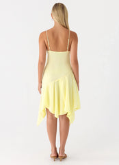 Aysha Beaded Flower Midi Dress Yellow