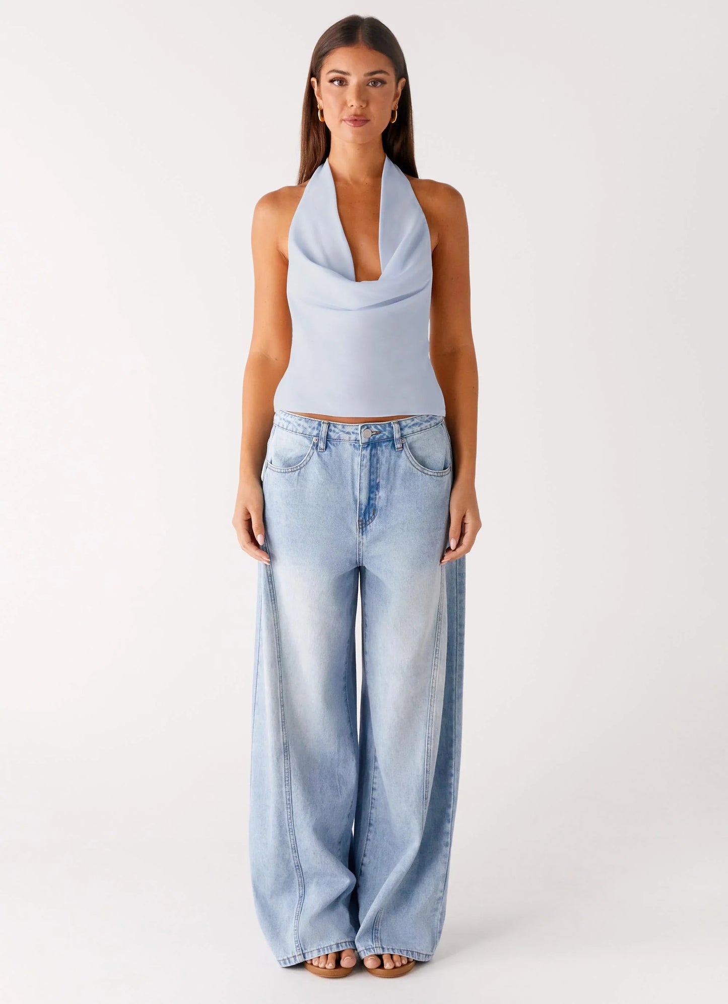 Charli Cowl Top Blue