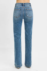 Hazel Blues® | RISEN Distressed Detail Bootcut Jeans