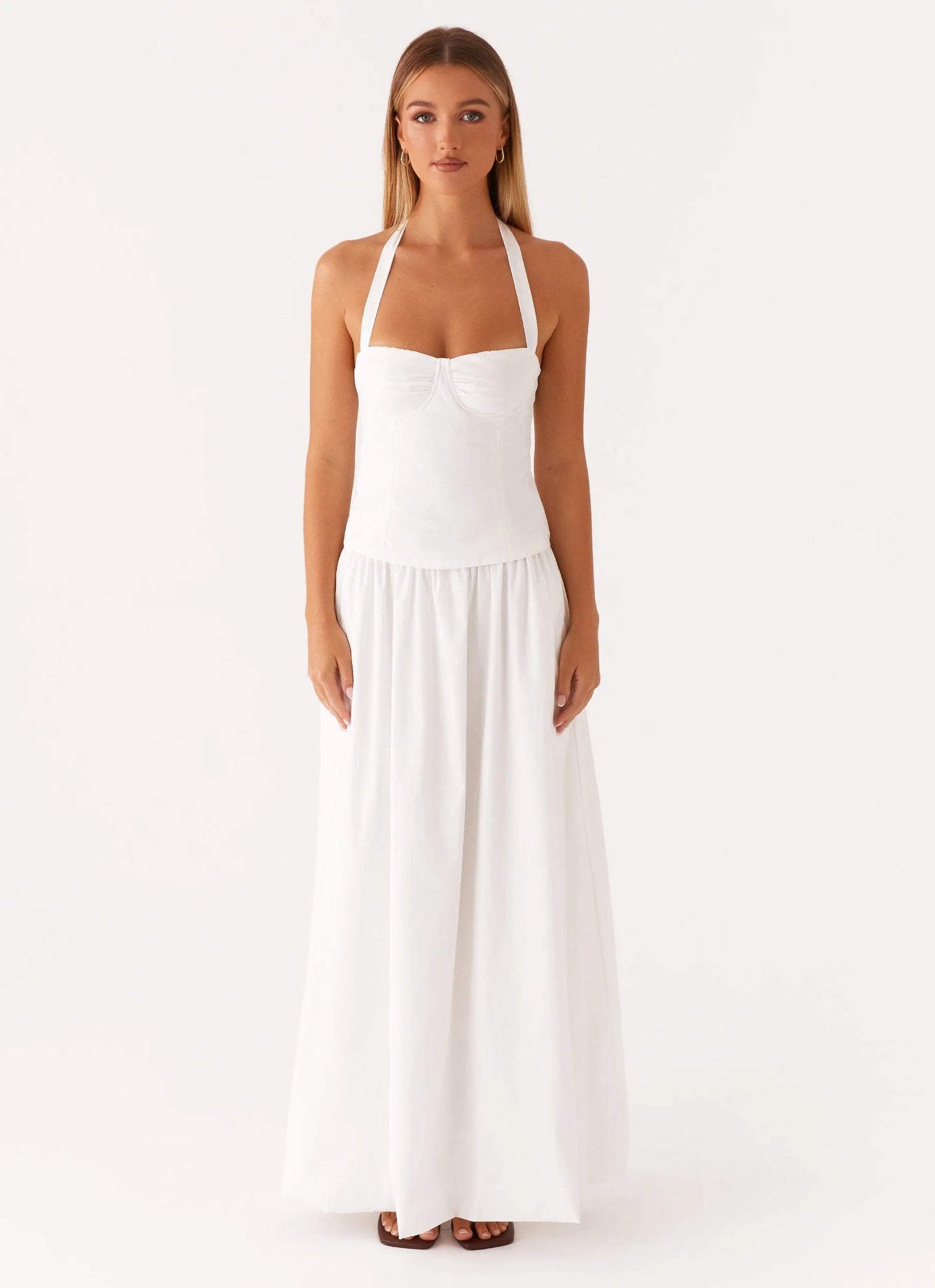 Cheryl Bustier Halter Top White