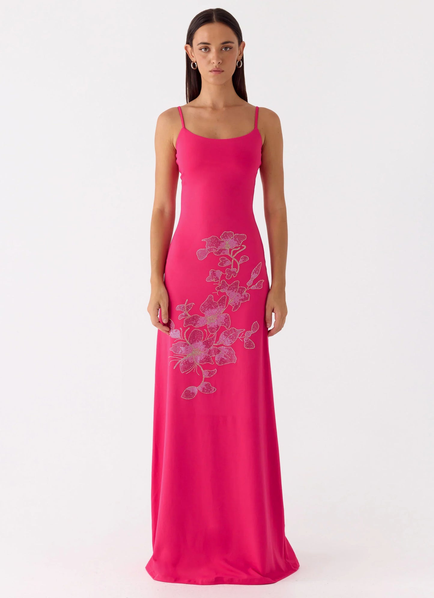 Carmine Embellished Maxi Dress Fuchsia