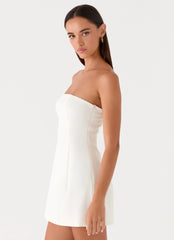 Della Strapless Mini Dress White