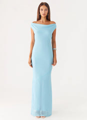 Brittany Chiffon Maxi Dress Turquoise