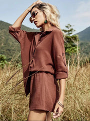 Hazel Blues® |  Button Down Shirt and Shorts Set