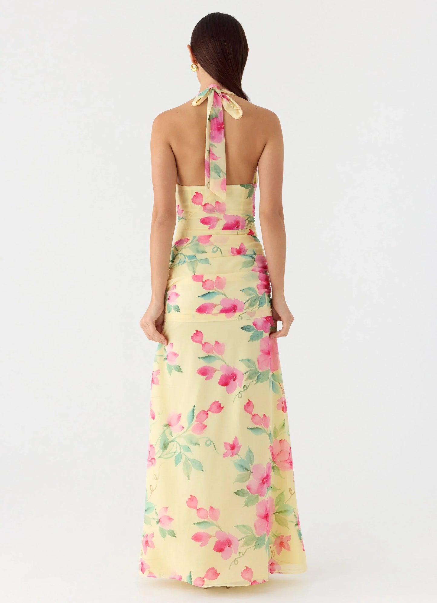 Colada Halter Maxi Dress Lemon Soleil