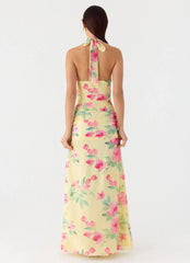 Colada Halter Maxi Dress Lemon Soleil