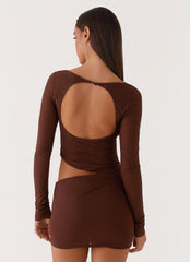 Catch The Night Sequin Mini Dress Chocolate
