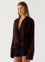 Annah Wrap Shirt Chocolate