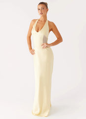 Ambre Mesh Panel Maxi Dress Yellow