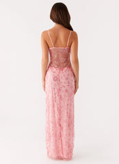 Akira Beaded Maxi Dress Pink Orange