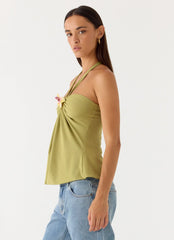 Corah Halter Top Green Olive