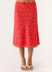 Calia Midi Skirt Magenta Red Rose