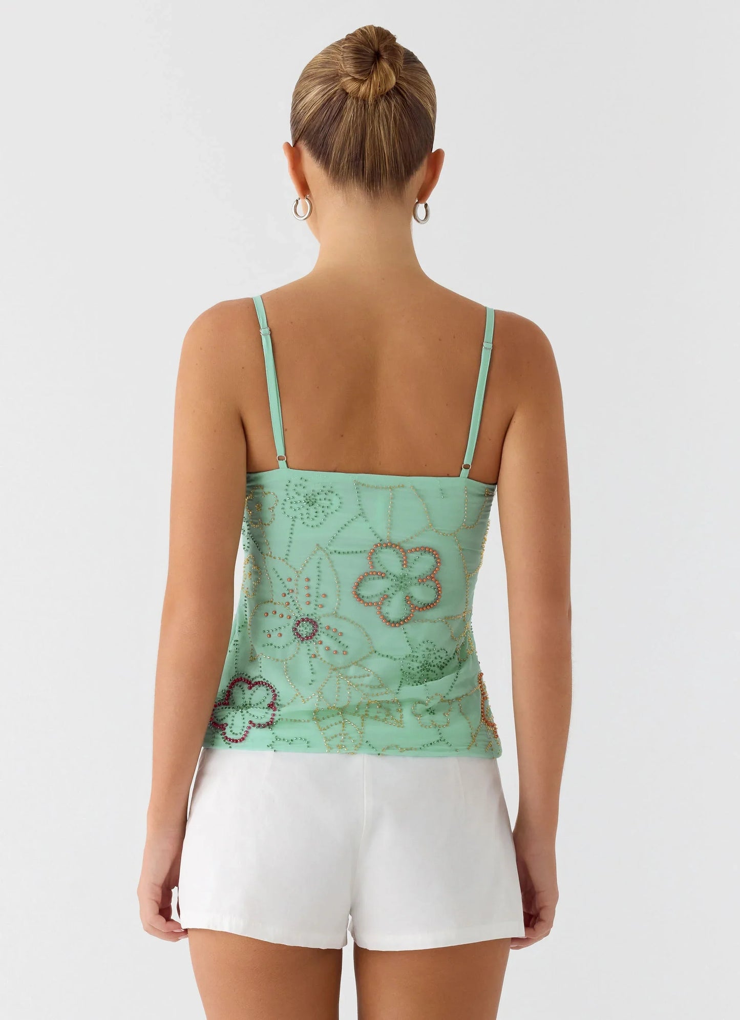 Be Alright Beaded Top Turquoise