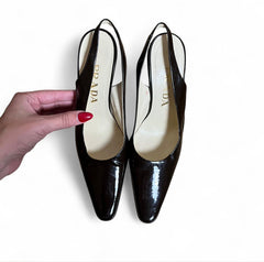 prada deep espresso slingbacks | US 6.5