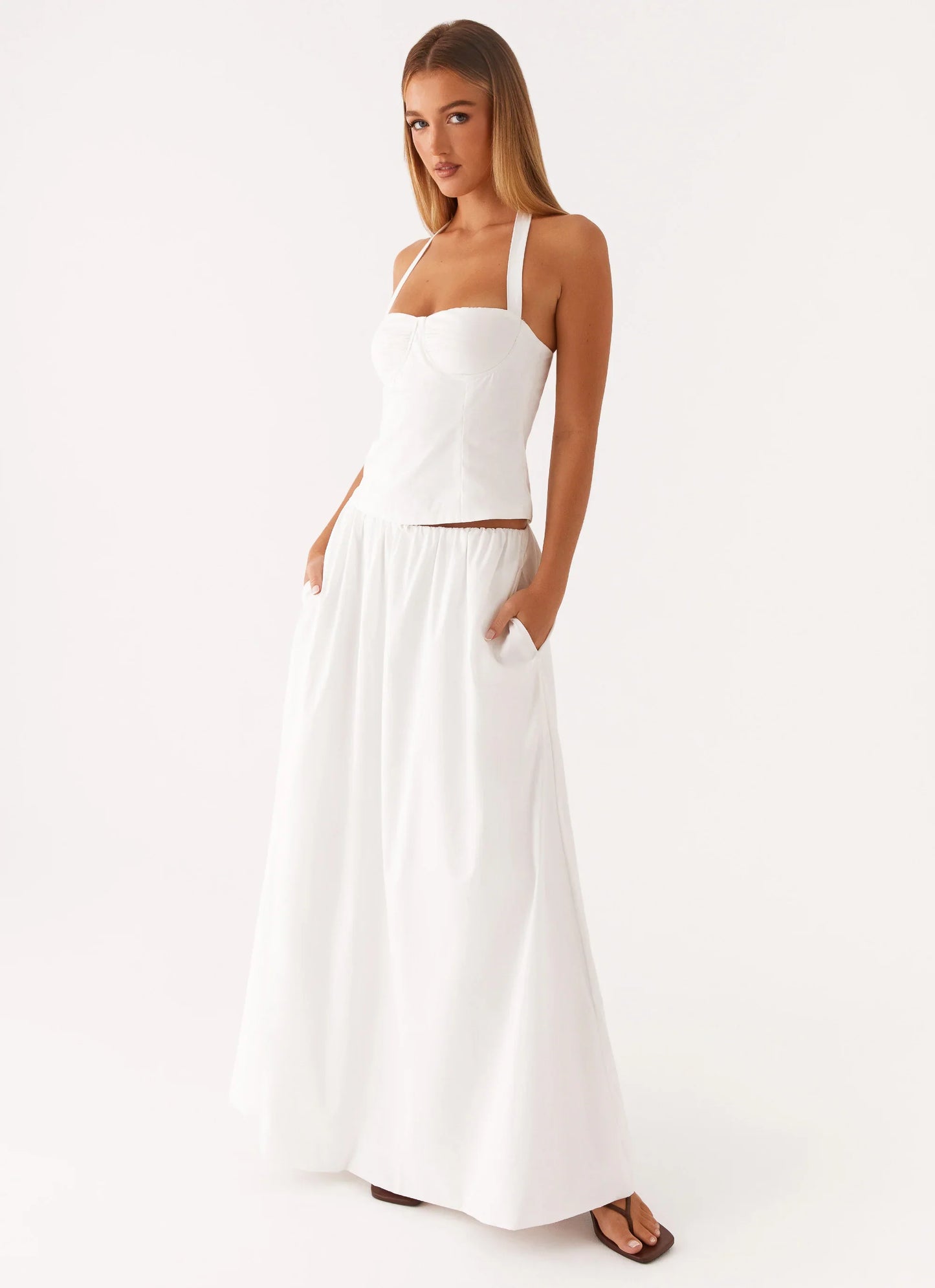 Cheryl Bustier Halter Top White