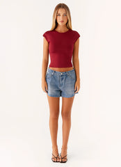 Davie Low Rise Denim Shorts Blue