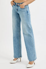 Hazel Blues® | RISEN Low Rise Ankle Boyfriend Distressed Jeans