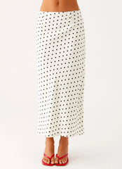 Breanne Midi Skirt White Polka Dot