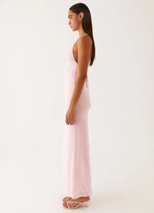 Beki Beaded Mesh Maxi Dress Pink