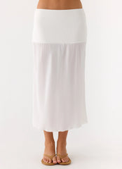 Connect My Heart Midi Skirt White