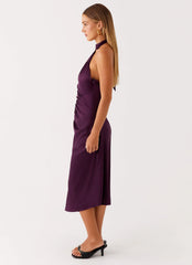 Casta Halterneck Midi Dress Plum
