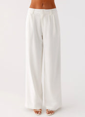 Delong Low Rise Linen Pants White