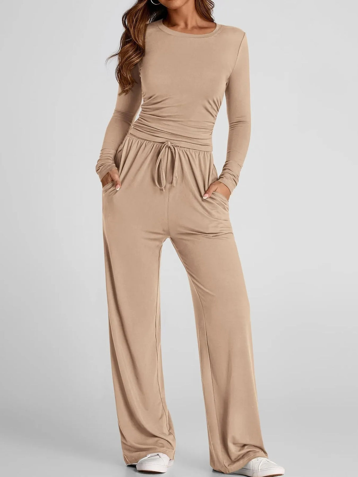 Hazel Blues® |  Round Neck Long Sleeve Top and Pants Set