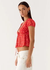Ailani Top Magenta Red Rose