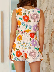 Hazel Blues® |  Floral Round Neck Tank and Shorts Set