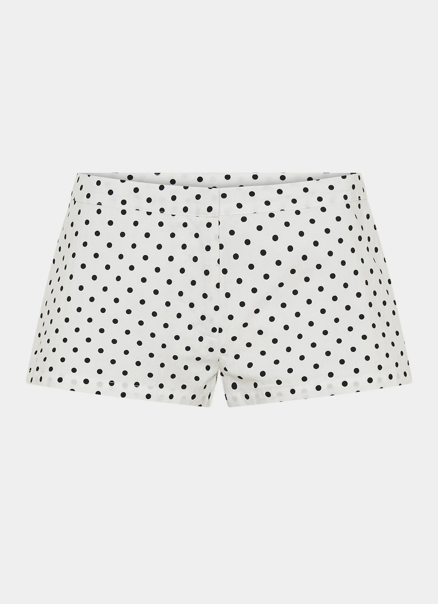 Coastline Cotton Micro Mini Shorts White Polka Dot