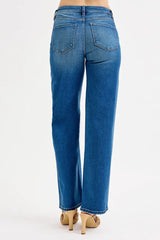 Hazel Blues® | RISEN Mid Waist Fit Boyfriend Knee Distressed Jeans