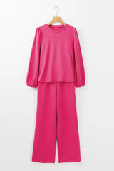 Hazel Blues® |  Round Neck Long Sleeve Top and Pants Set