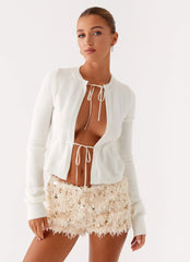Candy Sequin Mini Shorts White