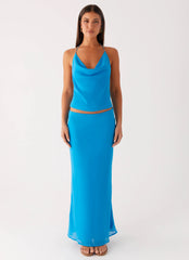 Another Life Chiffon Maxi Skirt Turquoise