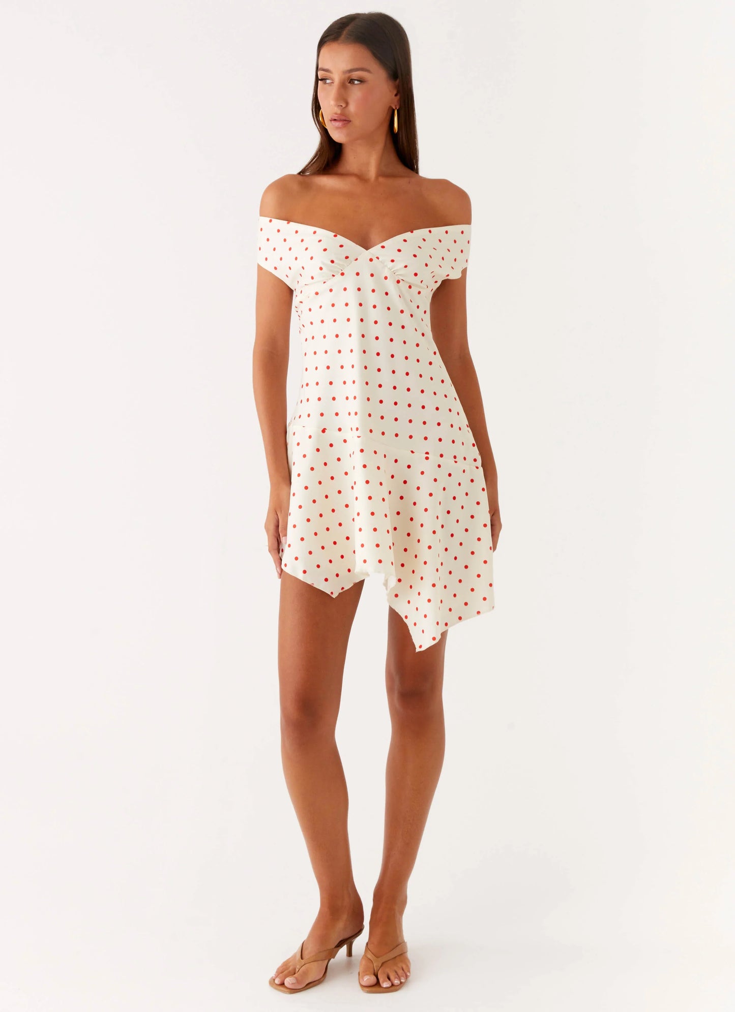 Alma Mini Dress White Red Polka Dot