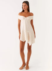 Alma Mini Dress White Red Polka Dot