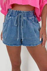 Hazel Blues® |  Drawstring High Waist Denim Shorts with Pockets